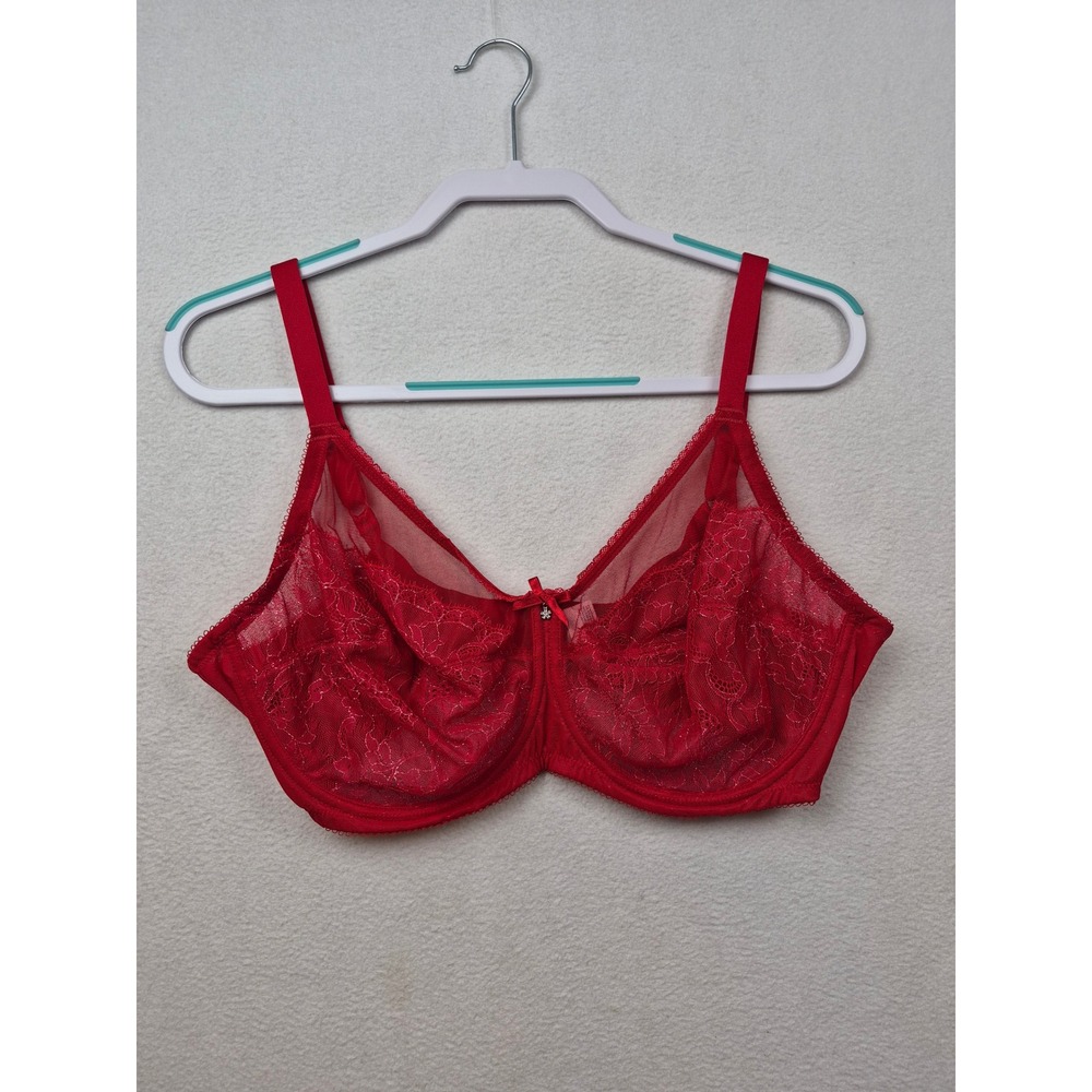 Wacoal Retro Chic Red Lace Full Figure Underwire Bra 855186 40DD